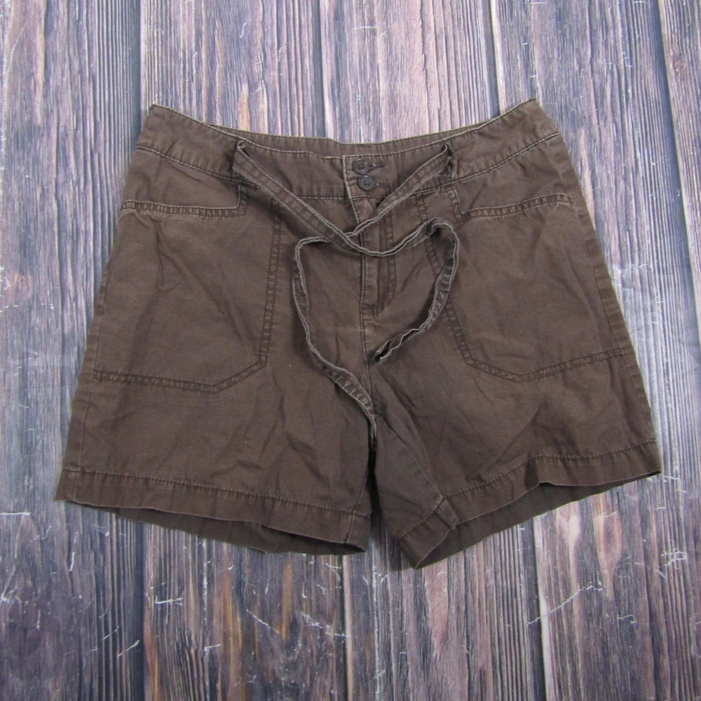 St. John's‎ Bay Womens Size 6 Brown Chino Shorts Belted Casual Summer Twill